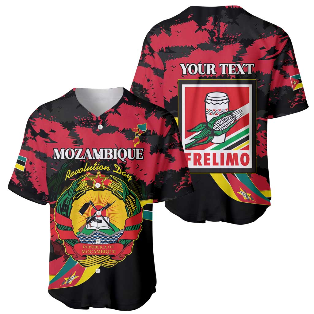 Personalized Mozambique Revolution Day Baseball Jersey Coat Of Arms FRELIMO - Wonder Print Shop