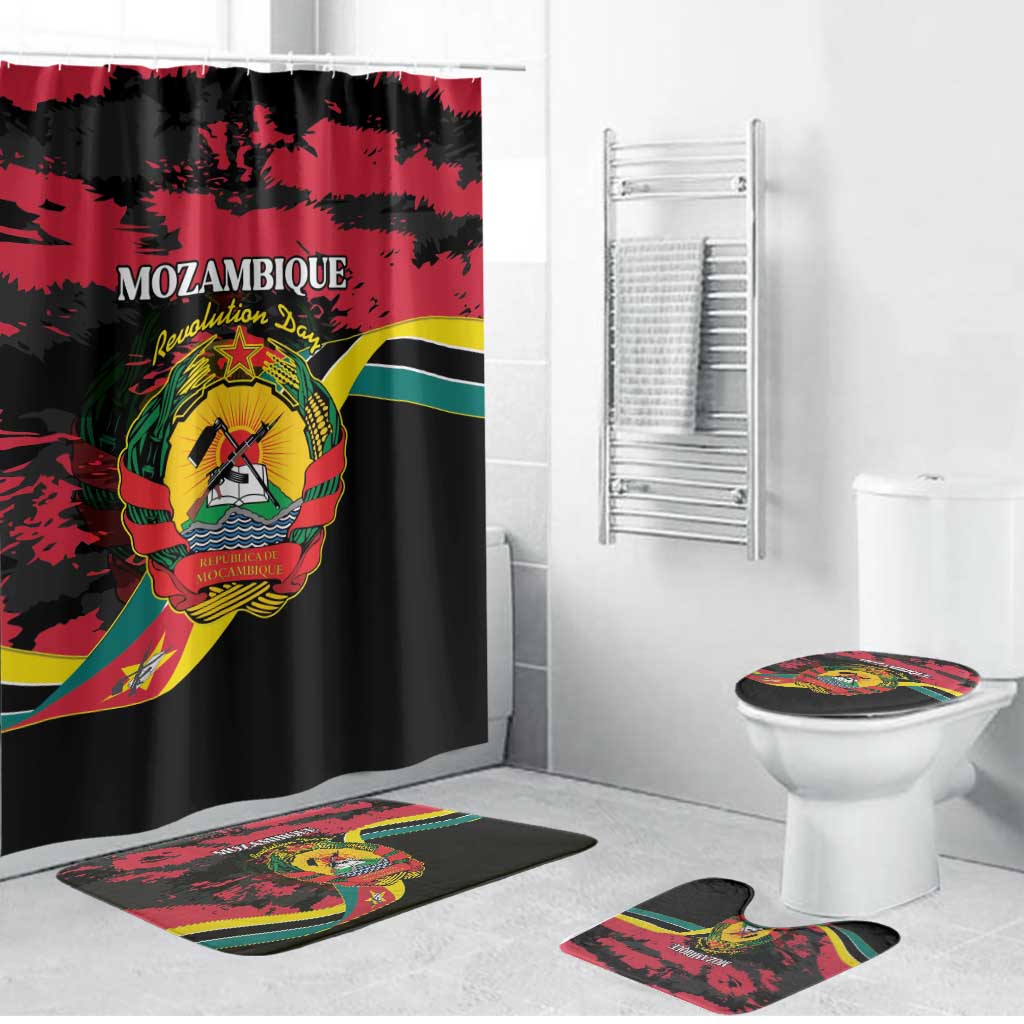 Mozambique Revolution Day Bathroom Set Coat Of Arms FRELIMO - Wonder Print Shop