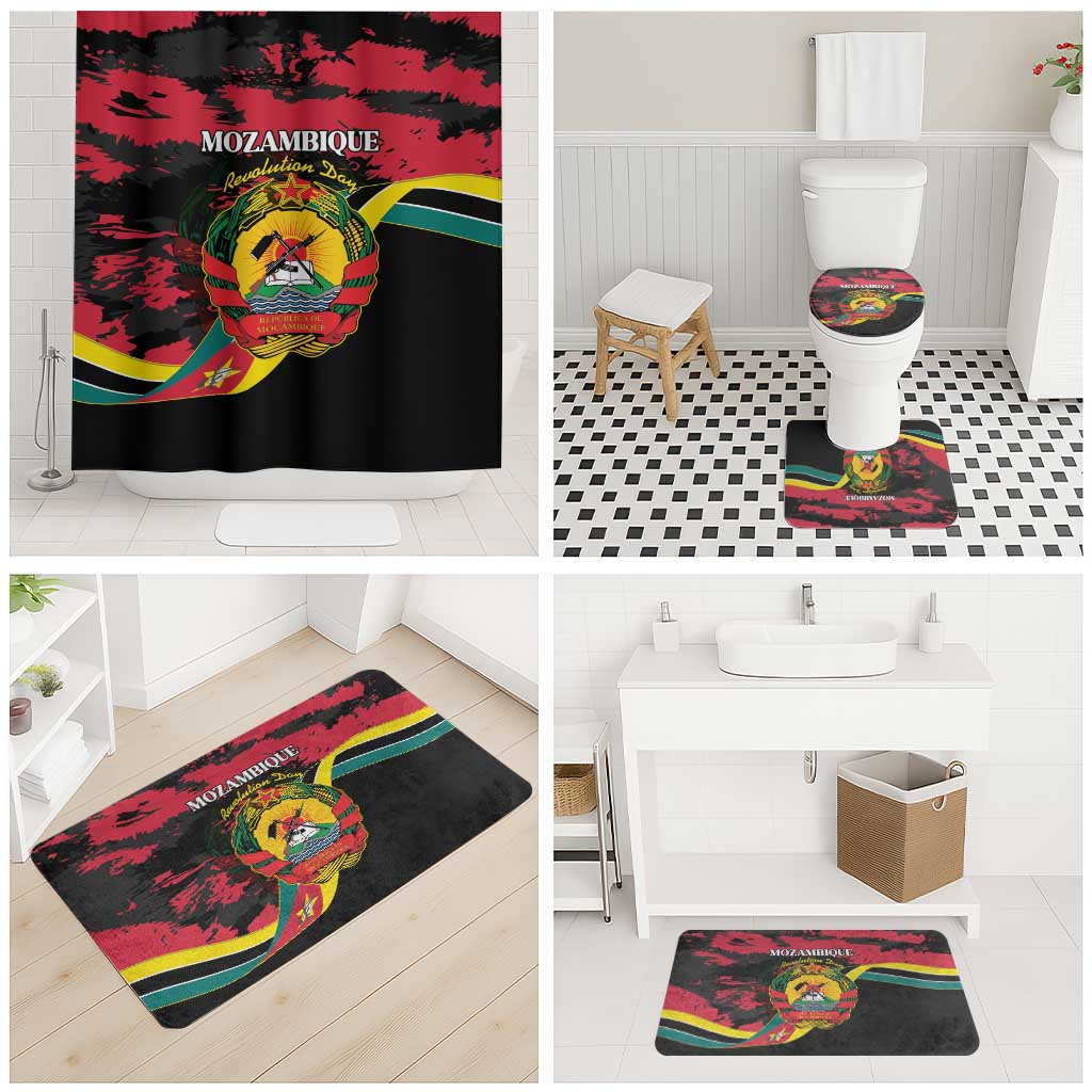 Mozambique Revolution Day Bathroom Set Coat Of Arms FRELIMO - Wonder Print Shop