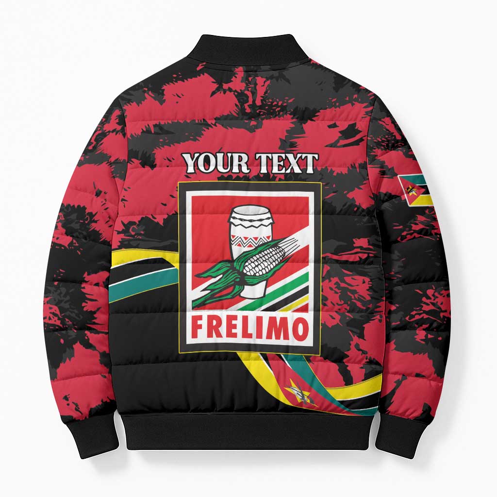 Personalized Mozambique Revolution Day Bomber Puffer Jacket Coat Of Arms FRELIMO - Wonder Print Shop