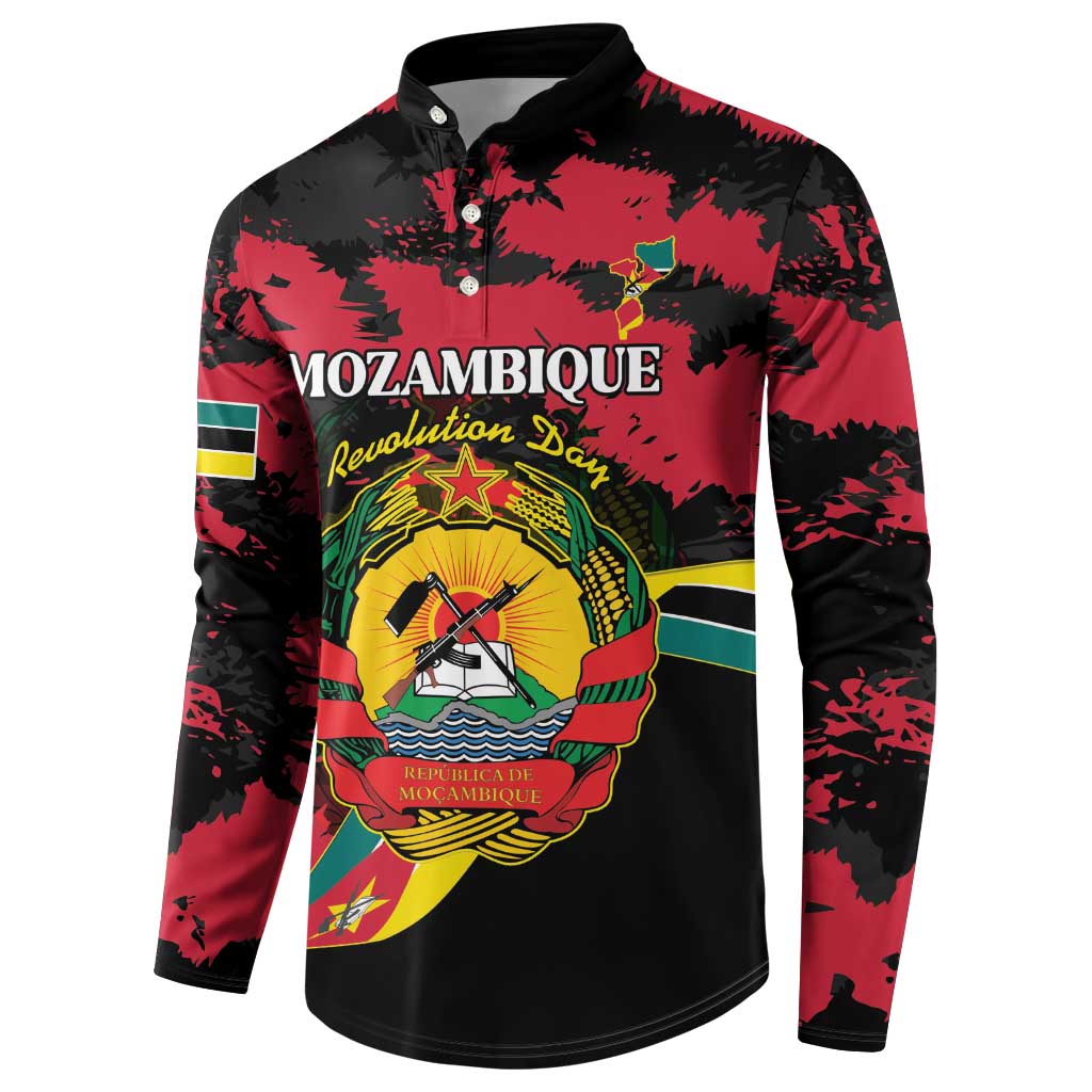 Personalized Mozambique Revolution Day Button Sweatshirt Coat Of Arms FRELIMO - Wonder Print Shop