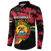 Personalized Mozambique Revolution Day Button Sweatshirt Coat Of Arms FRELIMO - Wonder Print Shop