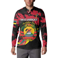 Personalized Mozambique Revolution Day Button Sweatshirt Coat Of Arms FRELIMO - Wonder Print Shop