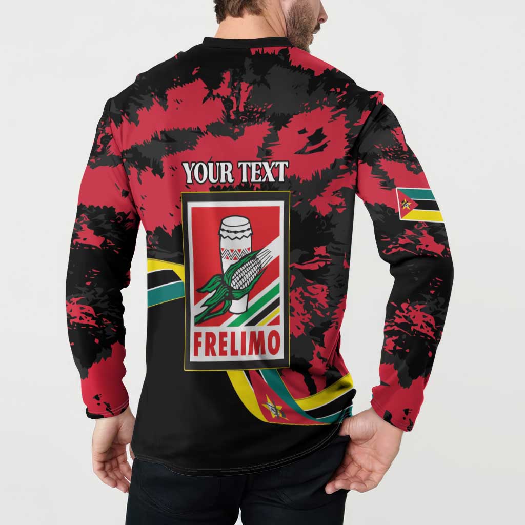 Personalized Mozambique Revolution Day Button Sweatshirt Coat Of Arms FRELIMO - Wonder Print Shop