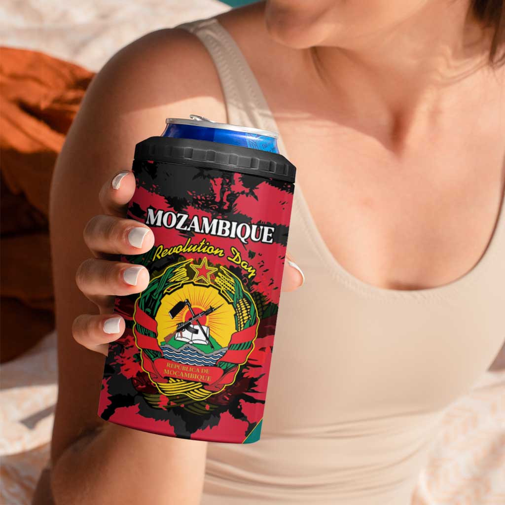 Personalized Mozambique Revolution Day 4 in 1 Can Cooler Tumbler Coat Of Arms FRELIMO - Wonder Print Shop