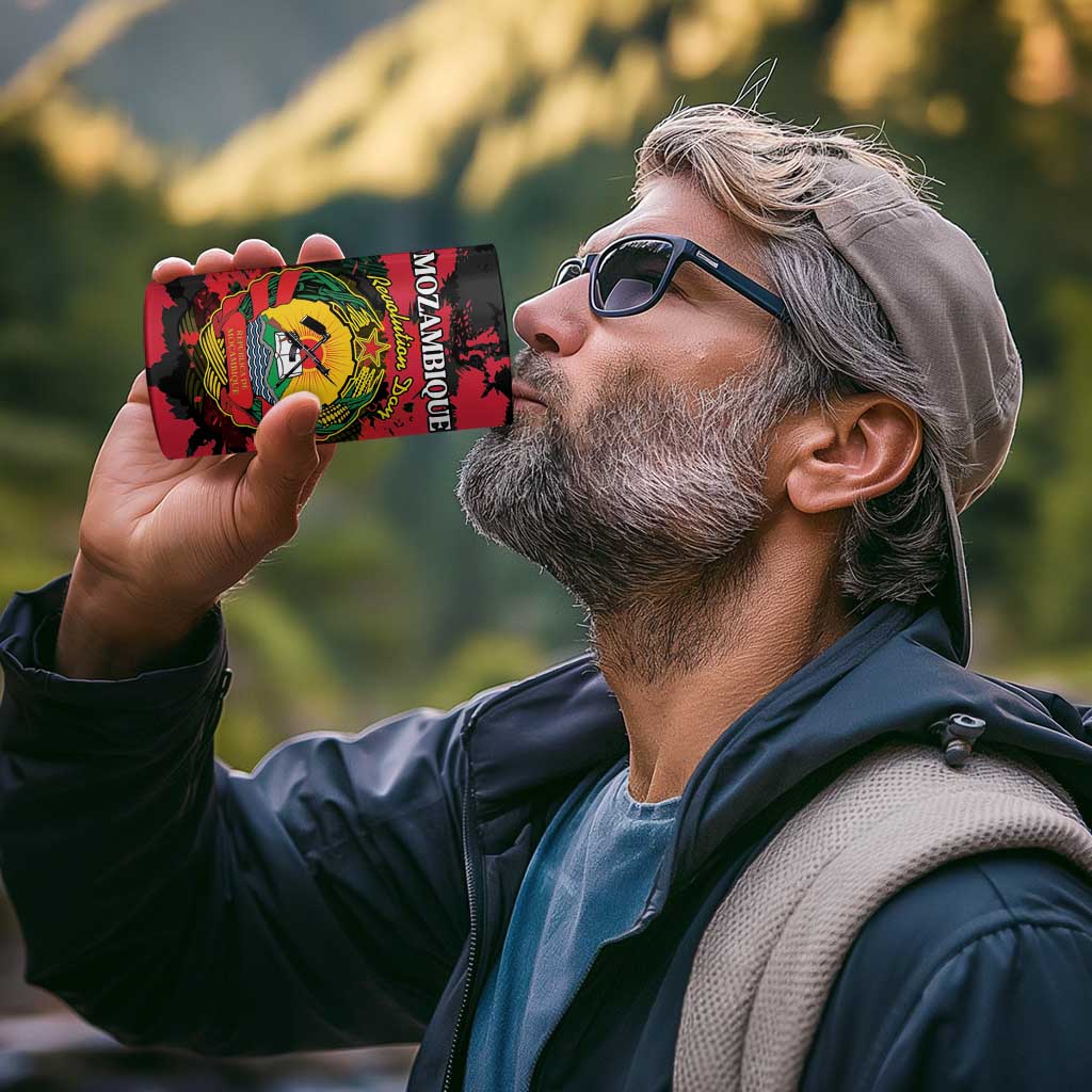 Personalized Mozambique Revolution Day 4 in 1 Can Cooler Tumbler Coat Of Arms FRELIMO - Wonder Print Shop