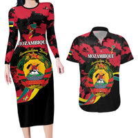 Personalized Mozambique Revolution Day Couples Matching Long Sleeve Bodycon Dress and Hawaiian Shirt Coat Of Arms FRELIMO - Wonder Print Shop