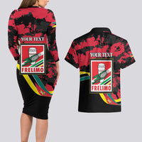 Personalized Mozambique Revolution Day Couples Matching Long Sleeve Bodycon Dress and Hawaiian Shirt Coat Of Arms FRELIMO - Wonder Print Shop