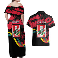 Personalized Mozambique Revolution Day Couples Matching Off Shoulder Maxi Dress and Hawaiian Shirt Coat Of Arms FRELIMO - Wonder Print Shop
