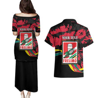 Personalized Mozambique Revolution Day Couples Matching Puletasi and Hawaiian Shirt Coat Of Arms FRELIMO - Wonder Print Shop