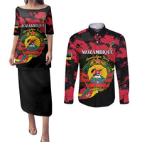 Personalized Mozambique Revolution Day Couples Matching Puletasi and Long Sleeve Button Shirt Coat Of Arms FRELIMO - Wonder Print Shop