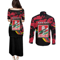 Personalized Mozambique Revolution Day Couples Matching Puletasi and Long Sleeve Button Shirt Coat Of Arms FRELIMO - Wonder Print Shop
