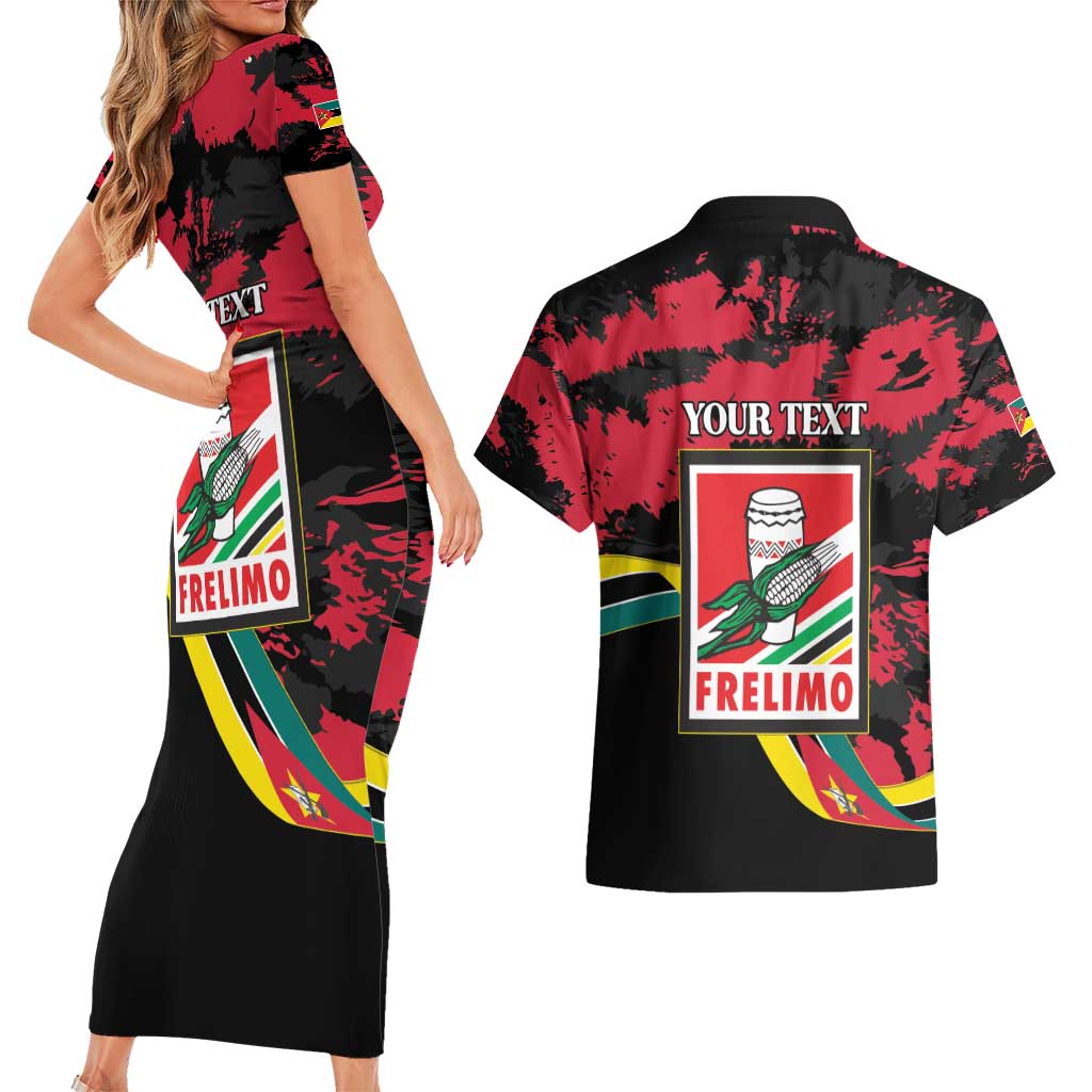 Personalized Mozambique Revolution Day Couples Matching Short Sleeve Bodycon Dress and Hawaiian Shirt Coat Of Arms FRELIMO - Wonder Print Shop