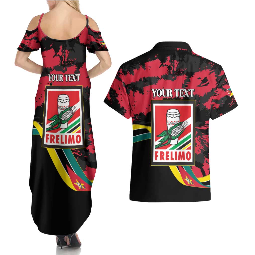 Personalized Mozambique Revolution Day Couples Matching Summer Maxi Dress and Hawaiian Shirt Coat Of Arms FRELIMO - Wonder Print Shop
