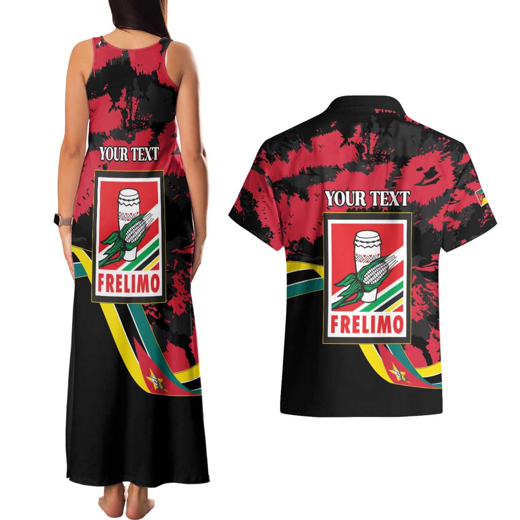 Personalized Mozambique Revolution Day Couples Matching Tank Maxi Dress and Hawaiian Shirt Coat Of Arms FRELIMO - Wonder Print Shop