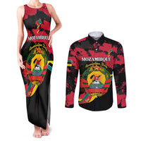 Personalized Mozambique Revolution Day Couples Matching Tank Maxi Dress and Long Sleeve Button Shirt Coat Of Arms FRELIMO - Wonder Print Shop