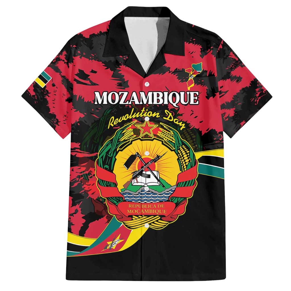 Personalized Mozambique Revolution Day Family Matching Long Sleeve Bodycon Dress and Hawaiian Shirt Coat Of Arms FRELIMO - Wonder Print Shop