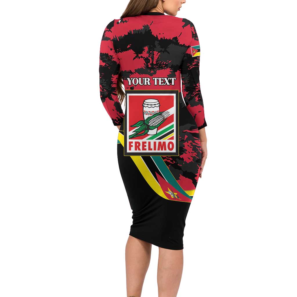 Personalized Mozambique Revolution Day Family Matching Long Sleeve Bodycon Dress and Hawaiian Shirt Coat Of Arms FRELIMO - Wonder Print Shop