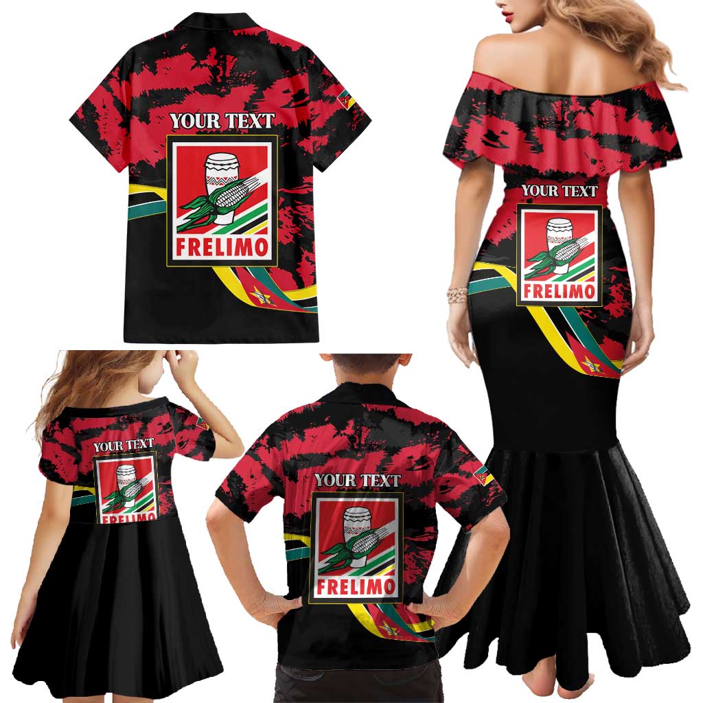 Personalized Mozambique Revolution Day Family Matching Mermaid Dress and Hawaiian Shirt Coat Of Arms FRELIMO - Wonder Print Shop