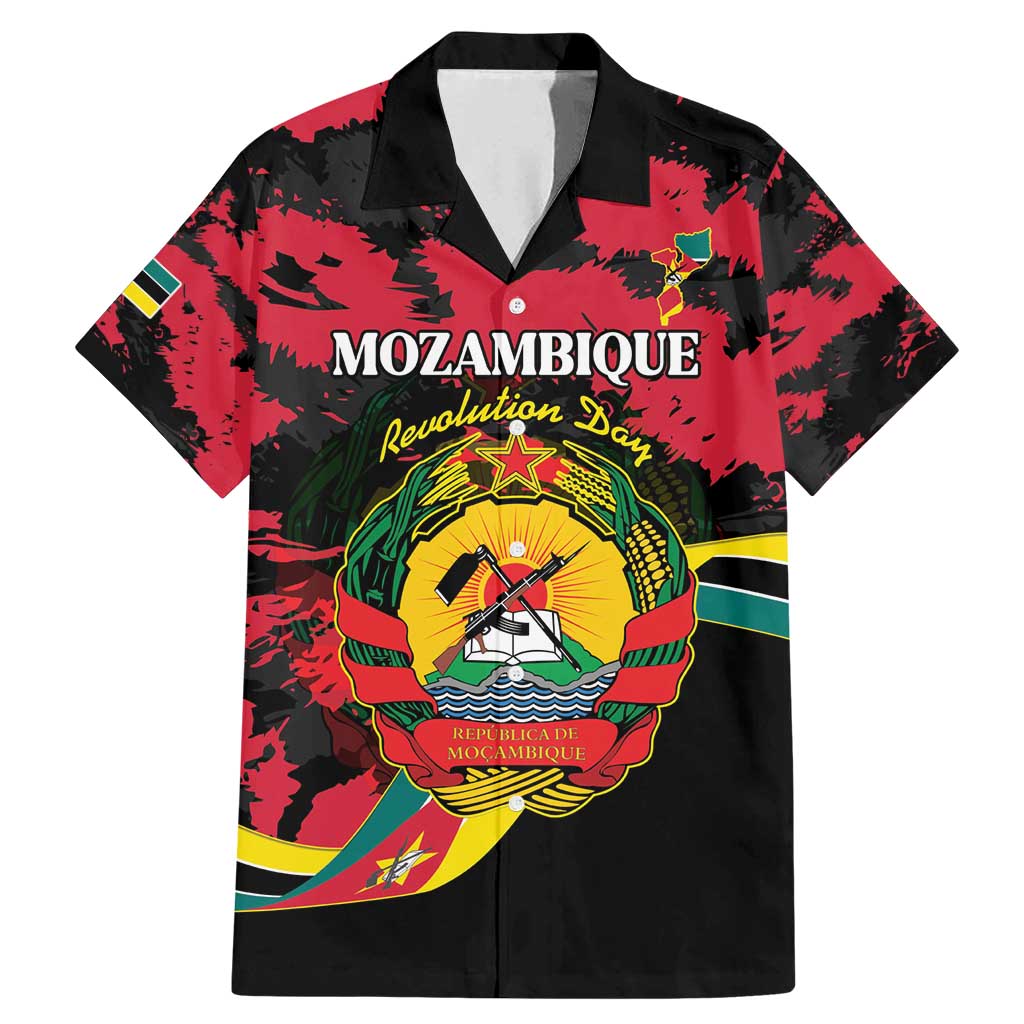 Personalized Mozambique Revolution Day Family Matching Mermaid Dress and Hawaiian Shirt Coat Of Arms FRELIMO - Wonder Print Shop