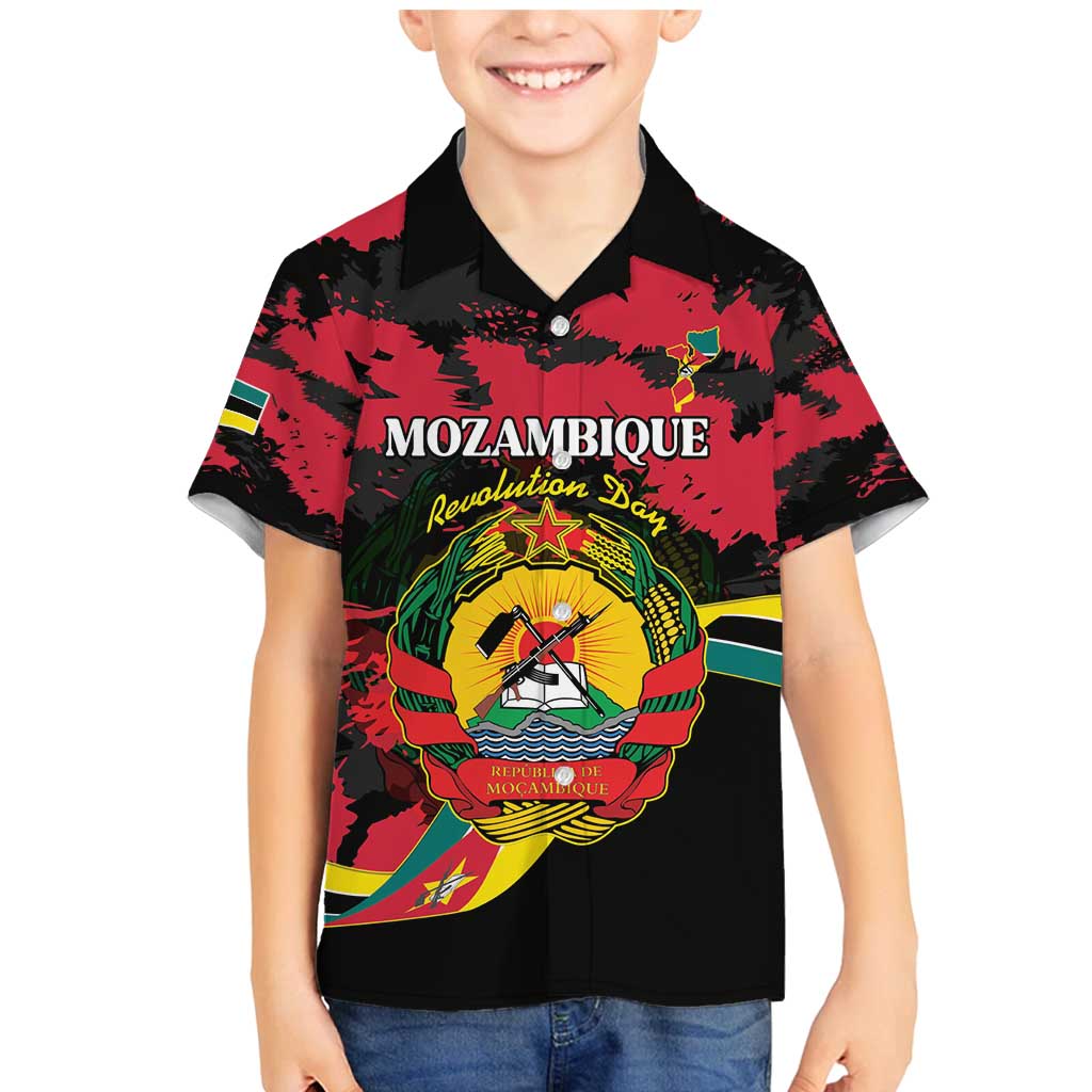 Personalized Mozambique Revolution Day Family Matching Mermaid Dress and Hawaiian Shirt Coat Of Arms FRELIMO - Wonder Print Shop