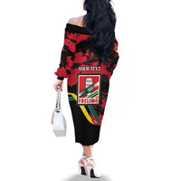 Personalized Mozambique Revolution Day Family Matching Off The Shoulder Long Sleeve Dress and Hawaiian Shirt Coat Of Arms FRELIMO - Wonder Print Shop