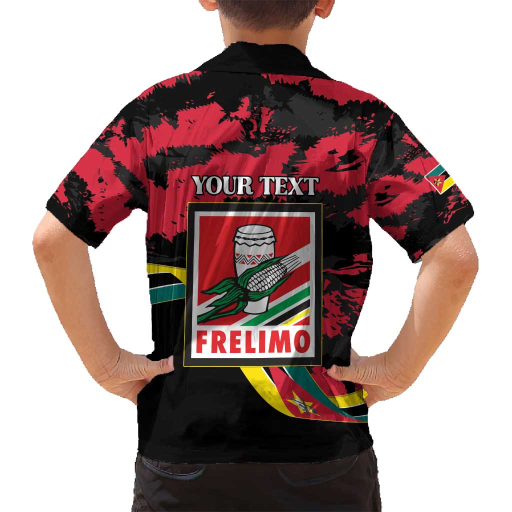 Personalized Mozambique Revolution Day Family Matching Off Shoulder Maxi Dress and Hawaiian Shirt Coat Of Arms FRELIMO - Wonder Print Shop