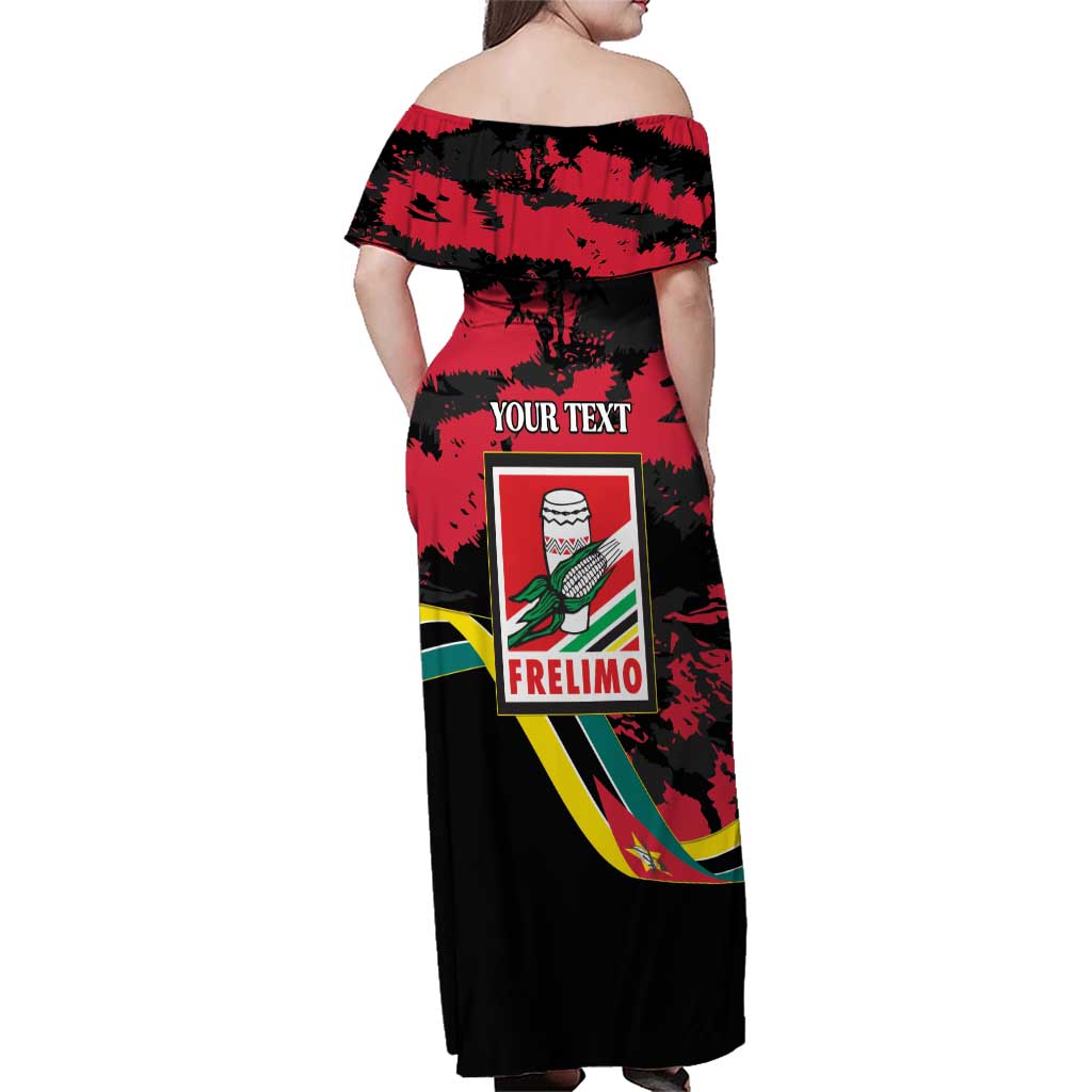 Personalized Mozambique Revolution Day Family Matching Off Shoulder Maxi Dress and Hawaiian Shirt Coat Of Arms FRELIMO - Wonder Print Shop