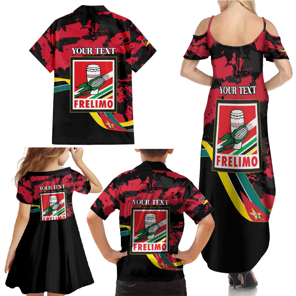 Personalized Mozambique Revolution Day Family Matching Summer Maxi Dress and Hawaiian Shirt Coat Of Arms FRELIMO - Wonder Print Shop