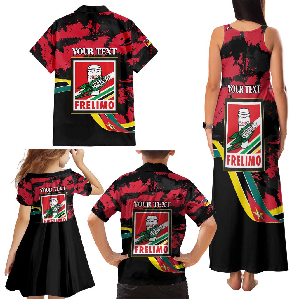 Personalized Mozambique Revolution Day Family Matching Tank Maxi Dress and Hawaiian Shirt Coat Of Arms FRELIMO - Wonder Print Shop