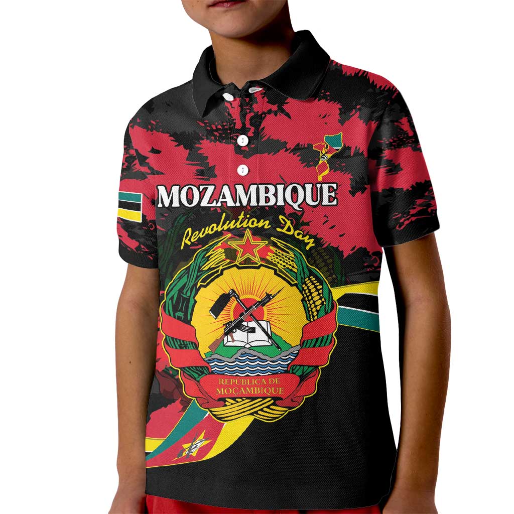 Personalized Mozambique Revolution Day Kid Polo Shirt Coat Of Arms FRELIMO - Wonder Print Shop