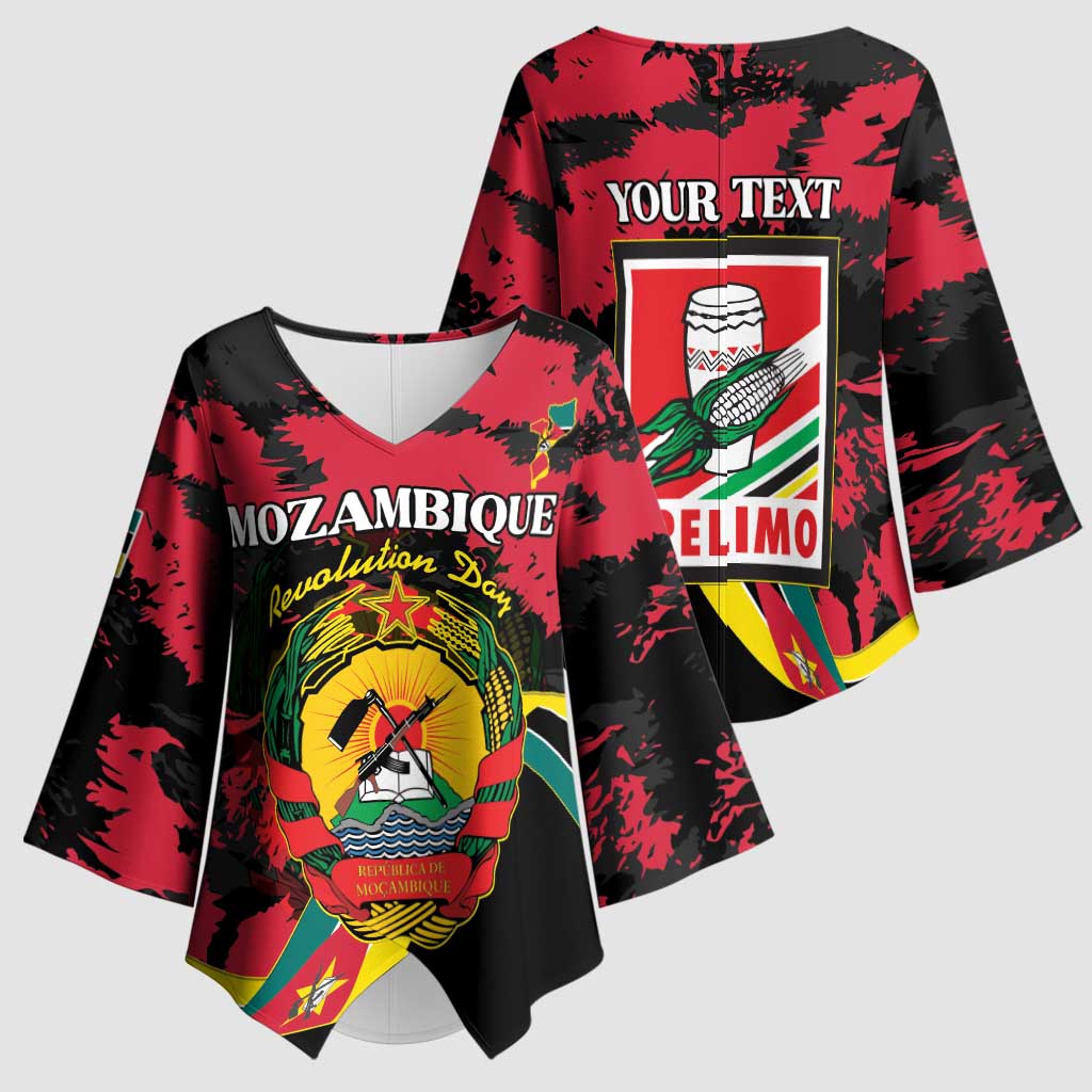 Personalized Mozambique Revolution Day Kimono Sleeve Blouse Coat Of Arms FRELIMO - Wonder Print Shop