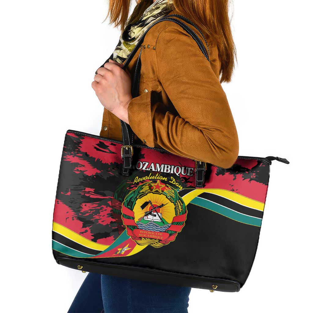 Mozambique Revolution Day Leather Tote Bag Coat Of Arms FRELIMO - Wonder Print Shop