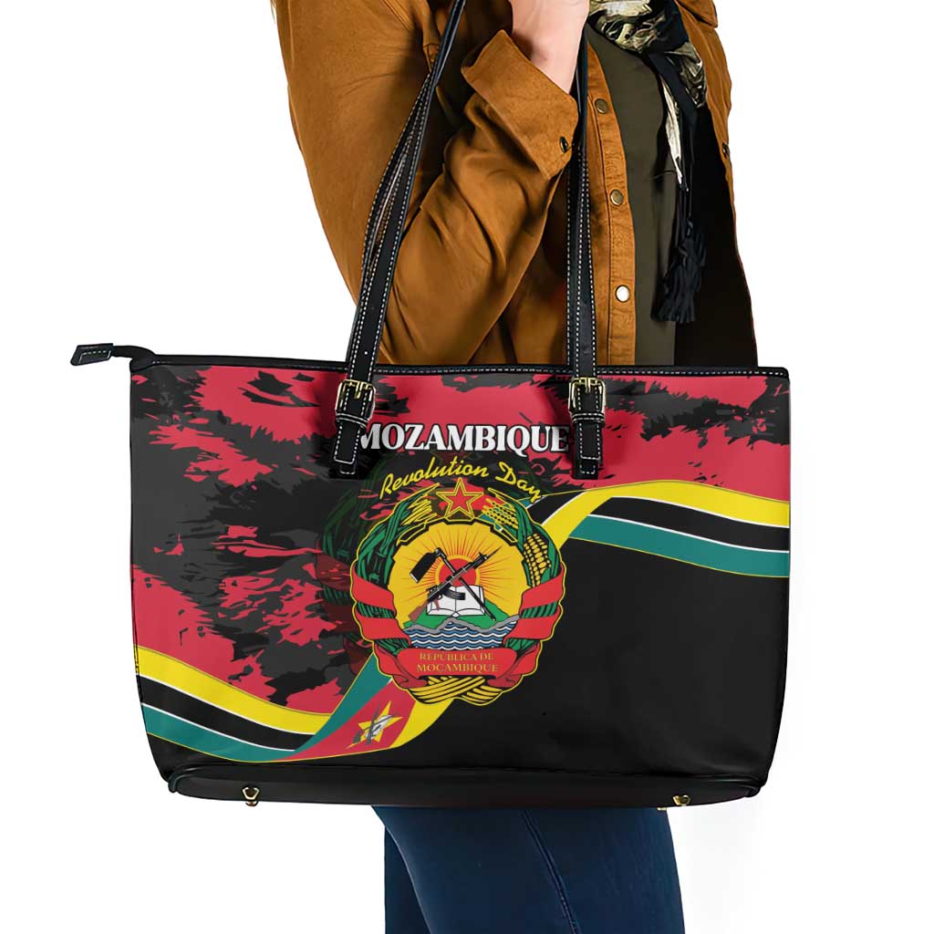 Mozambique Revolution Day Leather Tote Bag Coat Of Arms FRELIMO - Wonder Print Shop