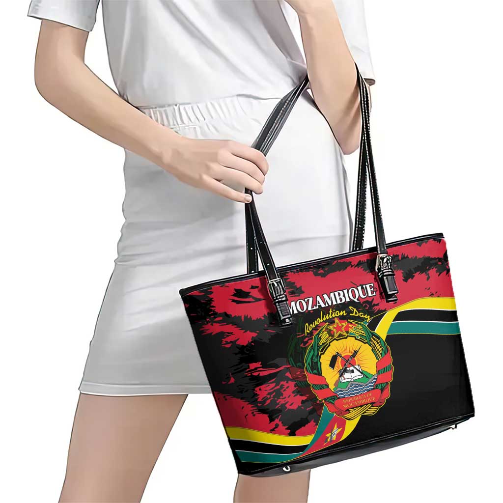 Mozambique Revolution Day Leather Tote Bag Coat Of Arms FRELIMO - Wonder Print Shop