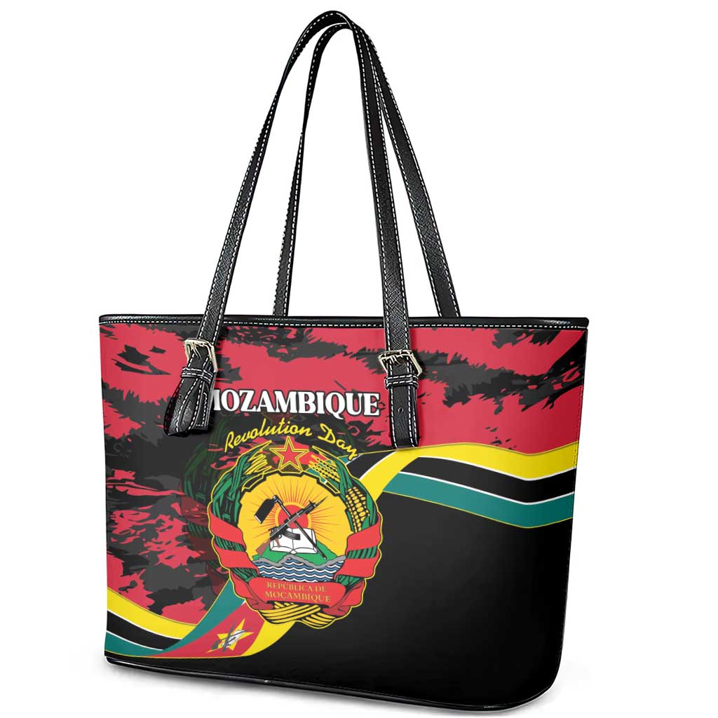 Mozambique Revolution Day Leather Tote Bag Coat Of Arms FRELIMO - Wonder Print Shop