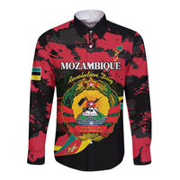 Personalized Mozambique Revolution Day Long Sleeve Button Shirt Coat Of Arms FRELIMO - Wonder Print Shop