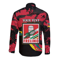 Personalized Mozambique Revolution Day Long Sleeve Button Shirt Coat Of Arms FRELIMO - Wonder Print Shop
