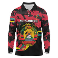 Personalized Mozambique Revolution Day Long Sleeve Polo Shirt Coat Of Arms FRELIMO - Wonder Print Shop
