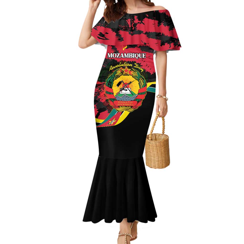 Personalized Mozambique Revolution Day Mermaid Dress Coat Of Arms FRELIMO - Wonder Print Shop
