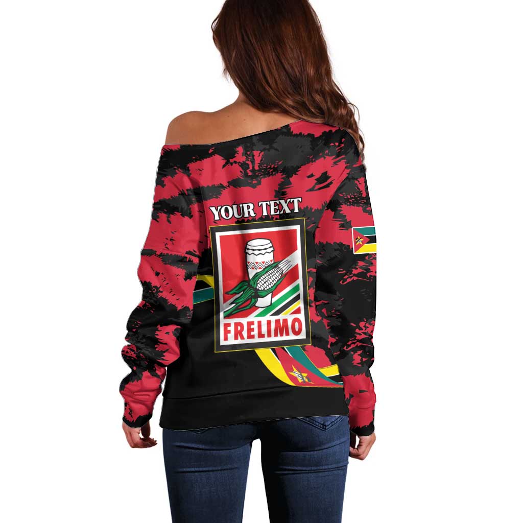 Personalized Mozambique Revolution Day Off Shoulder Sweater Coat Of Arms FRELIMO - Wonder Print Shop