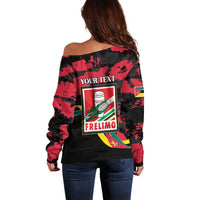 Personalized Mozambique Revolution Day Off Shoulder Sweater Coat Of Arms FRELIMO - Wonder Print Shop
