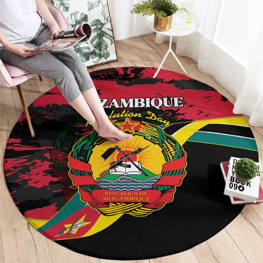 Mozambique Revolution Day Round Carpet Coat Of Arms FRELIMO - Wonder Print Shop