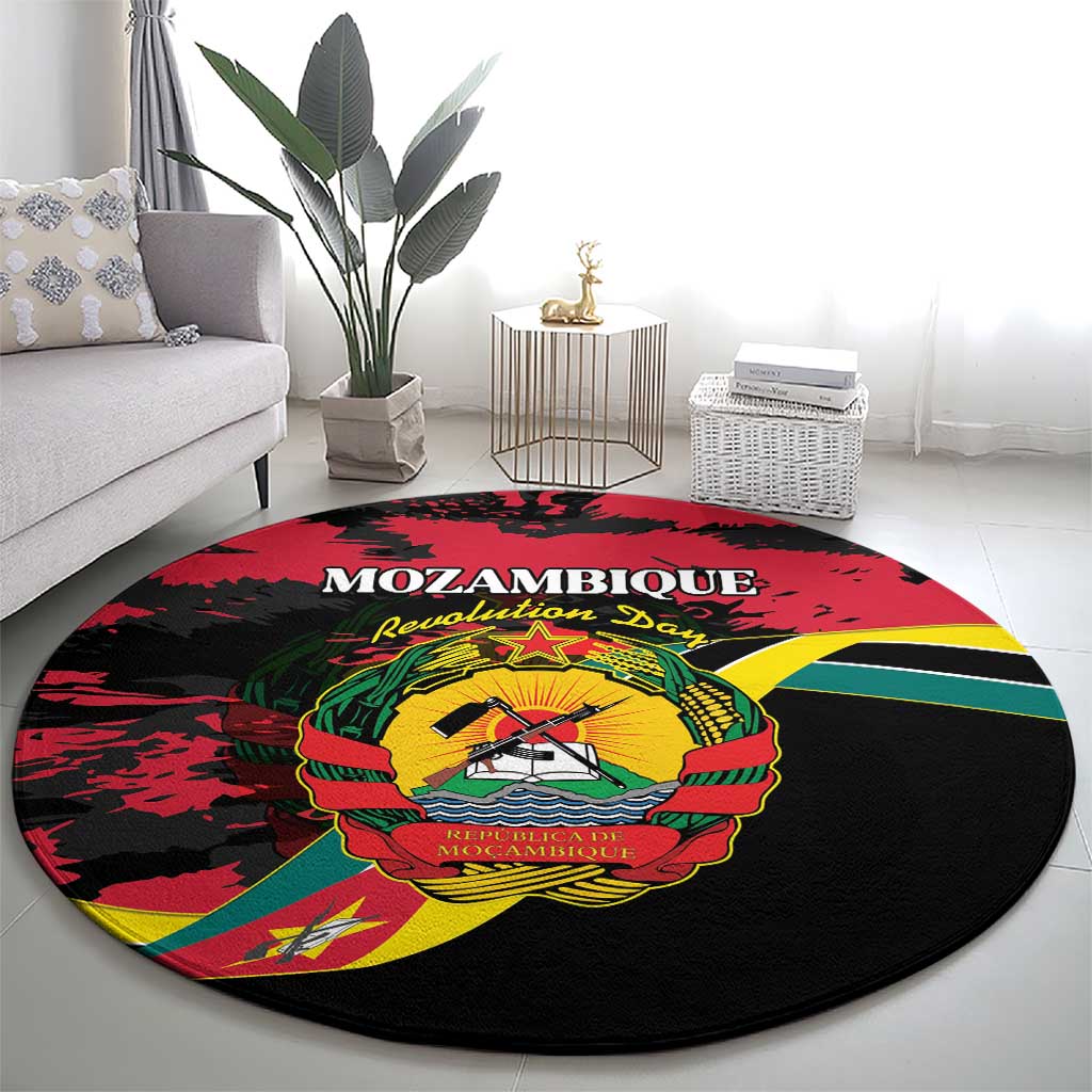 Mozambique Revolution Day Round Carpet Coat Of Arms FRELIMO - Wonder Print Shop