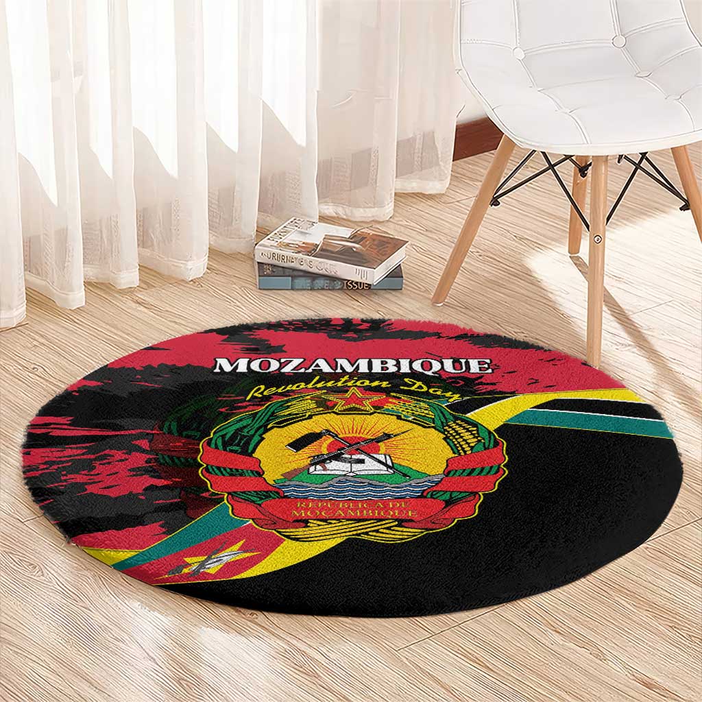 Mozambique Revolution Day Round Carpet Coat Of Arms FRELIMO - Wonder Print Shop