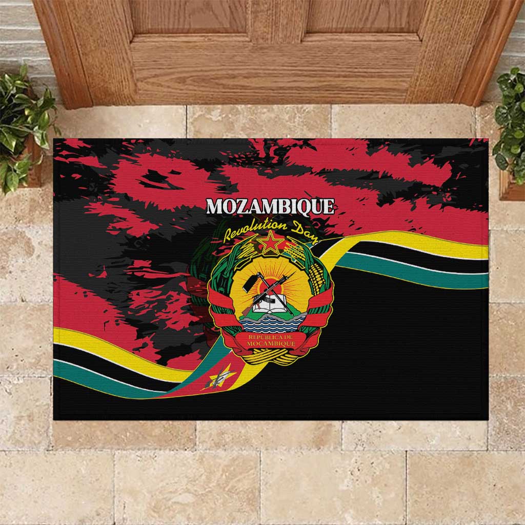 Mozambique Revolution Day Rubber Doormat Coat Of Arms FRELIMO - Wonder Print Shop