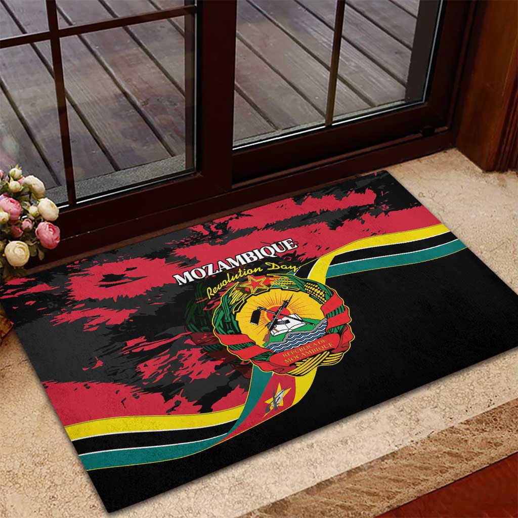 Mozambique Revolution Day Rubber Doormat Coat Of Arms FRELIMO - Wonder Print Shop