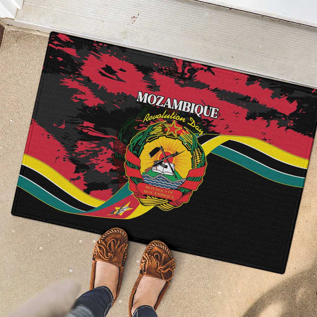 Mozambique Revolution Day Rubber Doormat Coat Of Arms FRELIMO - Wonder Print Shop
