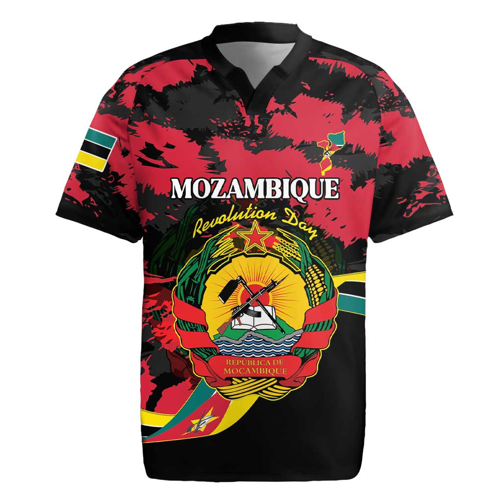Personalized Mozambique Revolution Day Rugby Jersey Coat Of Arms FRELIMO - Wonder Print Shop