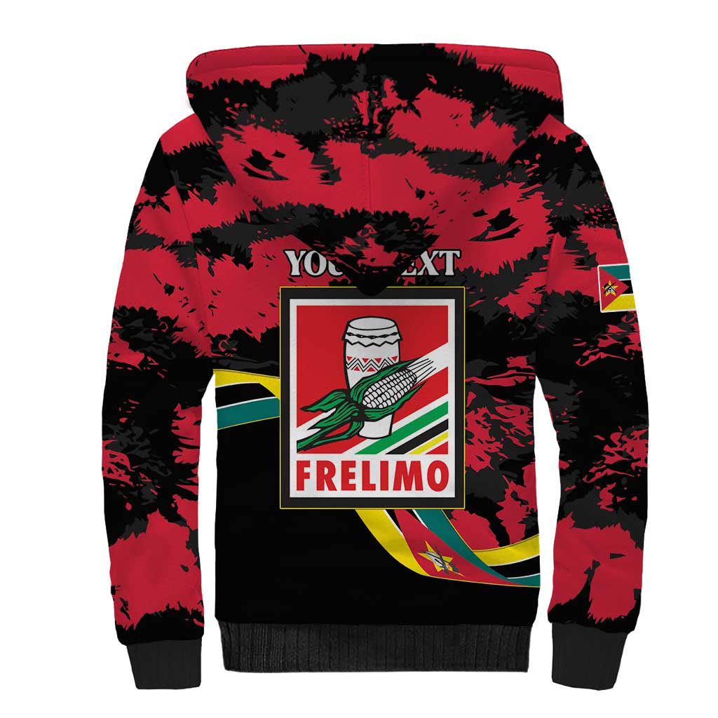 Personalized Mozambique Revolution Day Sherpa Hoodie Coat Of Arms FRELIMO - Wonder Print Shop